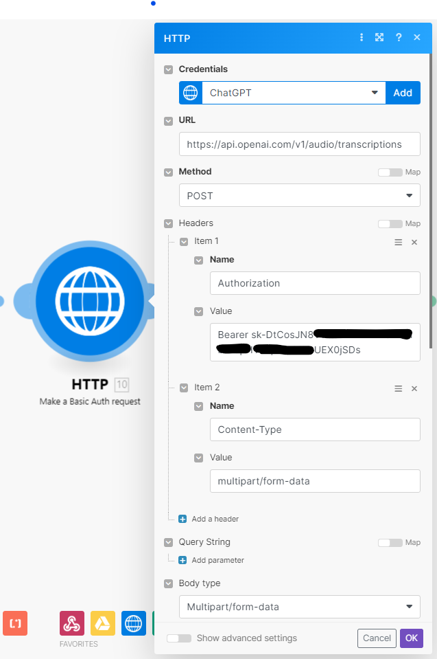 HTTP OAuth 2.0 request module configuration