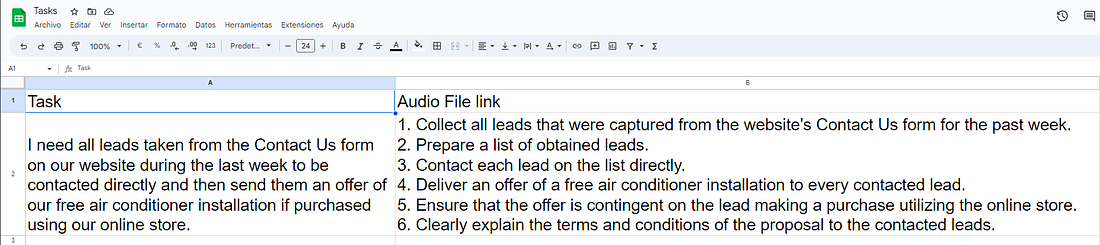ChatGPT speech-to-text task list result